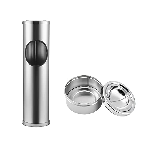 Anfrere Standing Ashtray Outdoor for Patio, Large & Tall Outside Ashtrays for Cigarette Butt Receptacle Disposal, Commercial Metal Smokers Cigar Ash Tray Container with Lid and Trash Can, DN1SR - Image 5