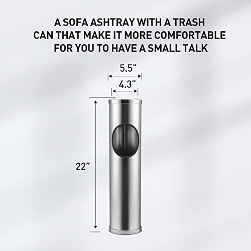 Anfrere Standing Ashtray Outdoor for Patio, Large & Tall Outside Ashtrays for Cigarette Butt Receptacle Disposal, Commercial Metal Smokers Cigar Ash Tray Container with Lid and Trash Can, DN1SR - Image 3