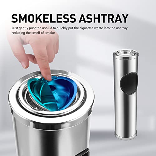 Anfrere Standing Ashtray Outdoor for Patio, Large & Tall Outside Ashtrays for Cigarette Butt Receptacle Disposal, Commercial Metal Smokers Cigar Ash Tray Container with Lid and Trash Can, DN1SR - Image 4