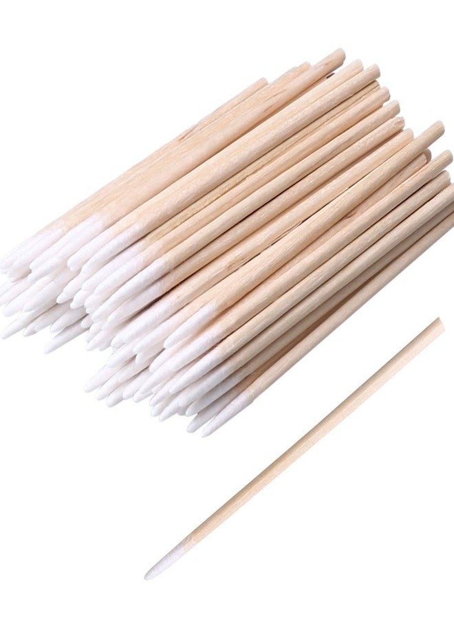 RIKWOG 200pcs Pointed Cotton Swabs, 4 inch Precision Microblading Cotton Swab Cotton Sticks Applicator for Eyebrow Tattoo Beauty Make-up Nail Clean, Wood Handle Pointed Tip Head - Image 1