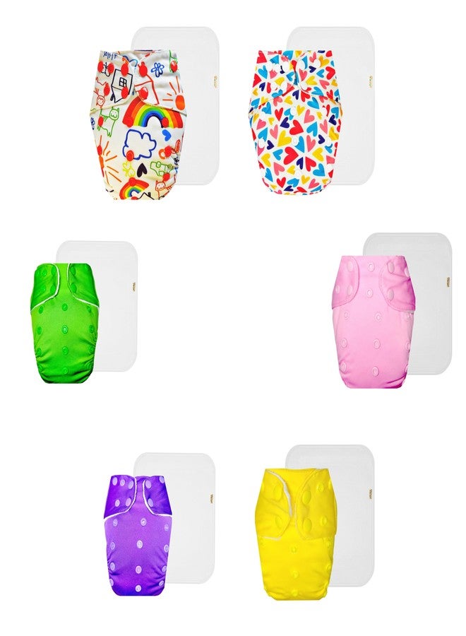 Dumbledo Premium Cloth Diaper with Cotton Insert (Pack of 6) | Snug Fit | Breathable | Quick Dry | Designed by Moms | 3 Months - 3 Years | Unisex Baby - Image 1