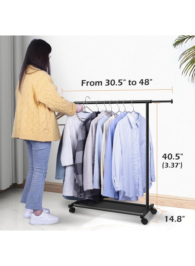 MISSLO MISSLO Short Clothing Racks for Hanging Clothes with Bottom Shelves and Wheels Heavy Duty Rolling Clothes Rack Kids Clothing Rack for Adult Coat, Closet, Wardrobe (Black)  - Image 3