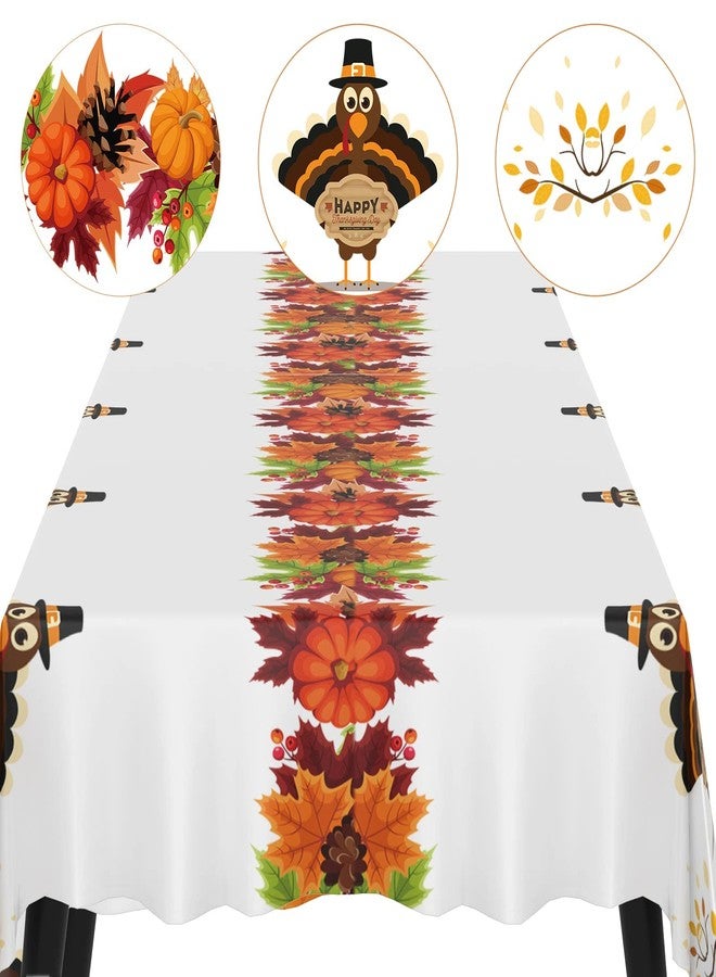 Fibevon Thanksgiving Tablecloth, 2 Packs 52 x 110 inches Rectangle Turkey Plastic Tablecloth Premium Fall Table Cover Disposable Table Cloth for Thanksgiving/Harvest Party Decor - Image 5