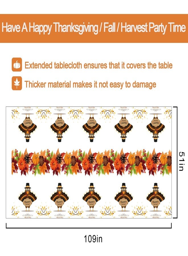 Fibevon Thanksgiving Tablecloth, 2 Packs 52 x 110 inches Rectangle Turkey Plastic Tablecloth Premium Fall Table Cover Disposable Table Cloth for Thanksgiving/Harvest Party Decor - Image 4