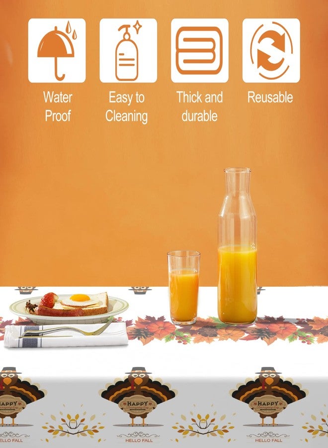 Fibevon Thanksgiving Tablecloth, 2 Packs 52 x 110 inches Rectangle Turkey Plastic Tablecloth Premium Fall Table Cover Disposable Table Cloth for Thanksgiving/Harvest Party Decor - Image 3