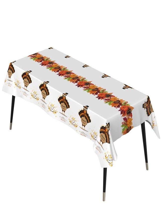 Fibevon Thanksgiving Tablecloth, 2 Packs 52 x 110 inches Rectangle Turkey Plastic Tablecloth Premium Fall Table Cover Disposable Table Cloth for Thanksgiving/Harvest Party Decor - Image 2