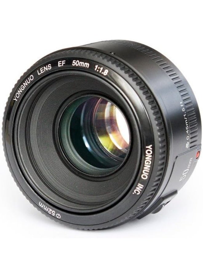 يونجنيو عدسة يونجنو واي ان خمسون ملم اف واحد فاصل ثمانية اوتو فوكس متوافقة مع كاميرات كانون اي او اس بتركيب اي اف بفتحة عدسة واسعة وتصوير بورتريه احترافي - Image 1