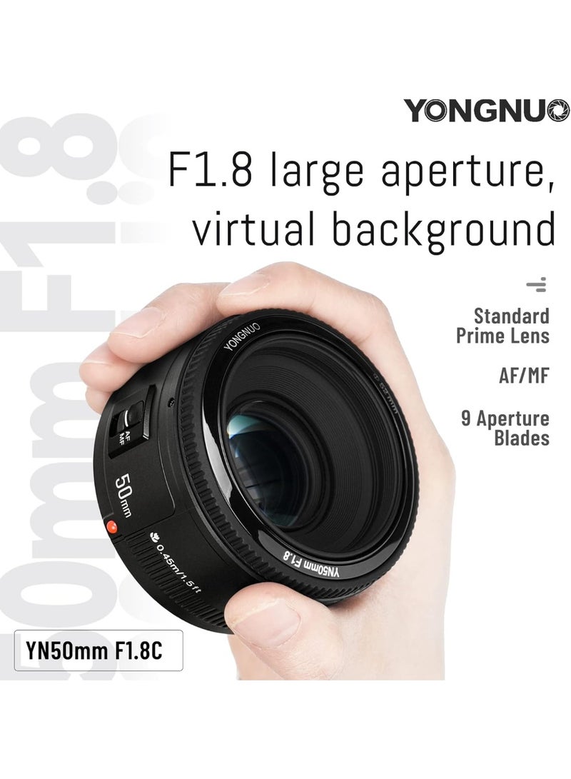 يونجنيو عدسة يونجنو واي ان خمسون ملم اف واحد فاصل ثمانية اوتو فوكس متوافقة مع كاميرات كانون اي او اس بتركيب اي اف بفتحة عدسة واسعة وتصوير بورتريه احترافي - Image 2
