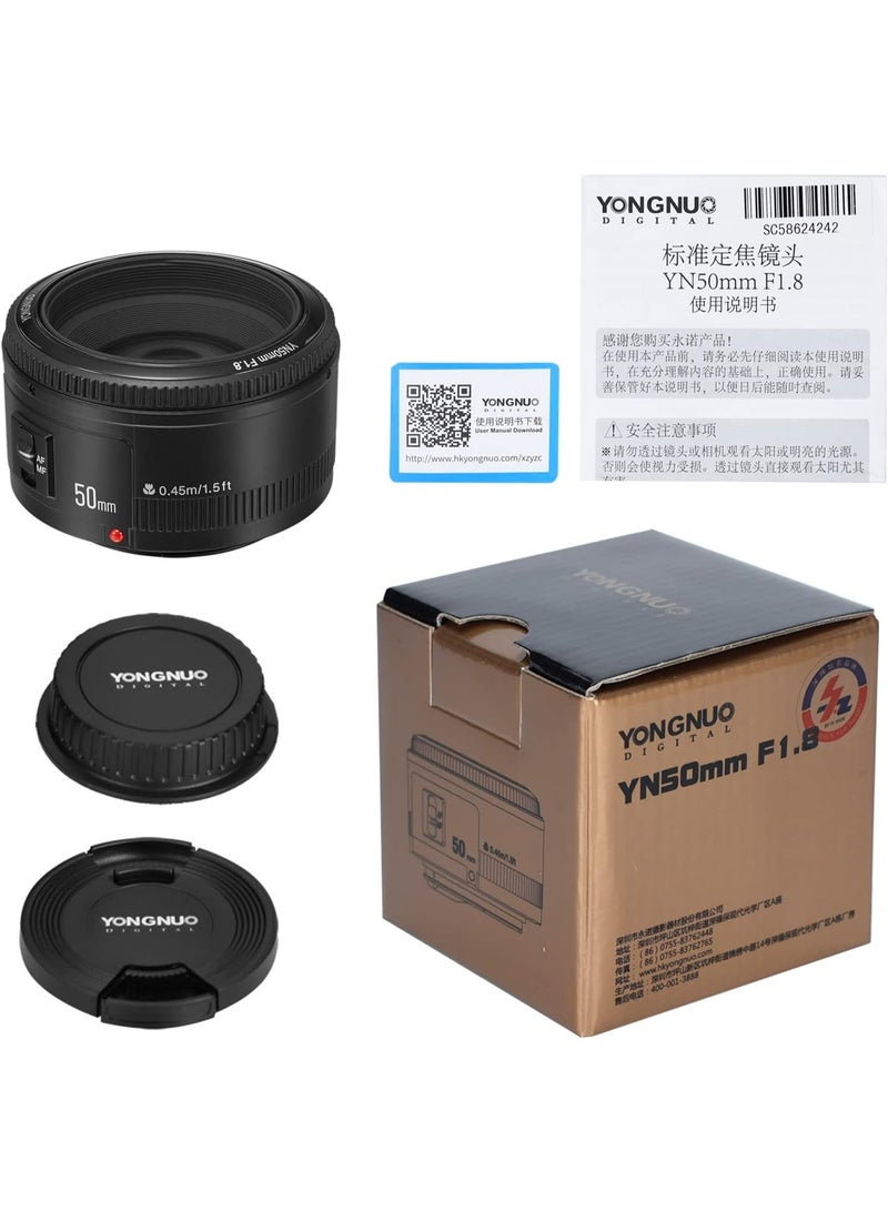 يونجنيو عدسة يونجنو واي ان خمسون ملم اف واحد فاصل ثمانية اوتو فوكس متوافقة مع كاميرات كانون اي او اس بتركيب اي اف بفتحة عدسة واسعة وتصوير بورتريه احترافي - Image 4