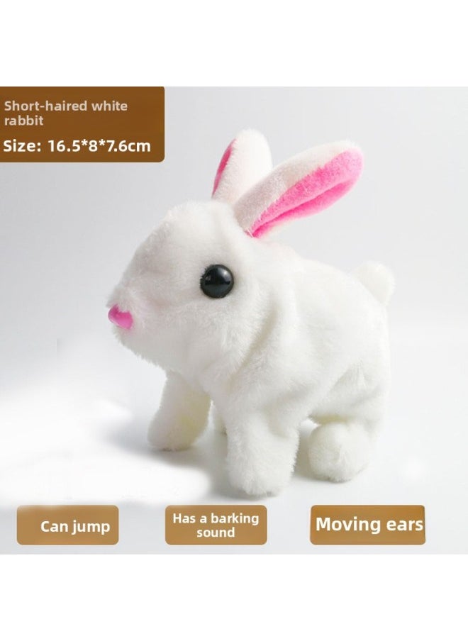 Cross Border Easter My Realistic Bunny Toy Plush Electric White Rabbit-Colour:Short-haired Rabbit [white]  - Image 1