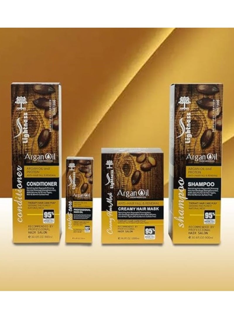 Lightness Argan Oil and Protein 4 in 1 Shampoo, Conditioner, Hair Mask, Hair Serum Set Sulfate Free Anti Hair Fall Renewal  - Image 2