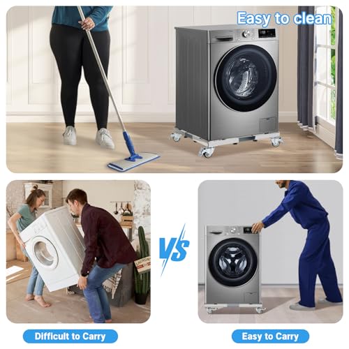 Nefish Upgraded Stainless Steel Appliance Dolly with Wheels 21-28 Inch Washing Machine Roller Heavy Duty 700 Lbs Furniture Cart with Wheel Flat Dollies for Washer and Dyer, Fridge, Cabinet, Boxes - Image 3
