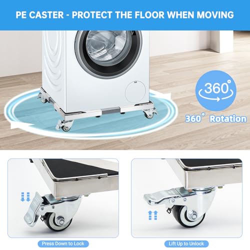 Nefish Upgraded Stainless Steel Appliance Dolly with Wheels 21-28 Inch Washing Machine Roller Heavy Duty 700 Lbs Furniture Cart with Wheel Flat Dollies for Washer and Dyer, Fridge, Cabinet, Boxes - Image 5