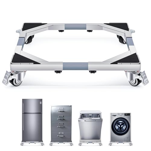 Nefish Upgraded Stainless Steel Appliance Dolly with Wheels 21-28 Inch Washing Machine Roller Heavy Duty 700 Lbs Furniture Cart with Wheel Flat Dollies for Washer and Dyer, Fridge, Cabinet, Boxes - Image 1