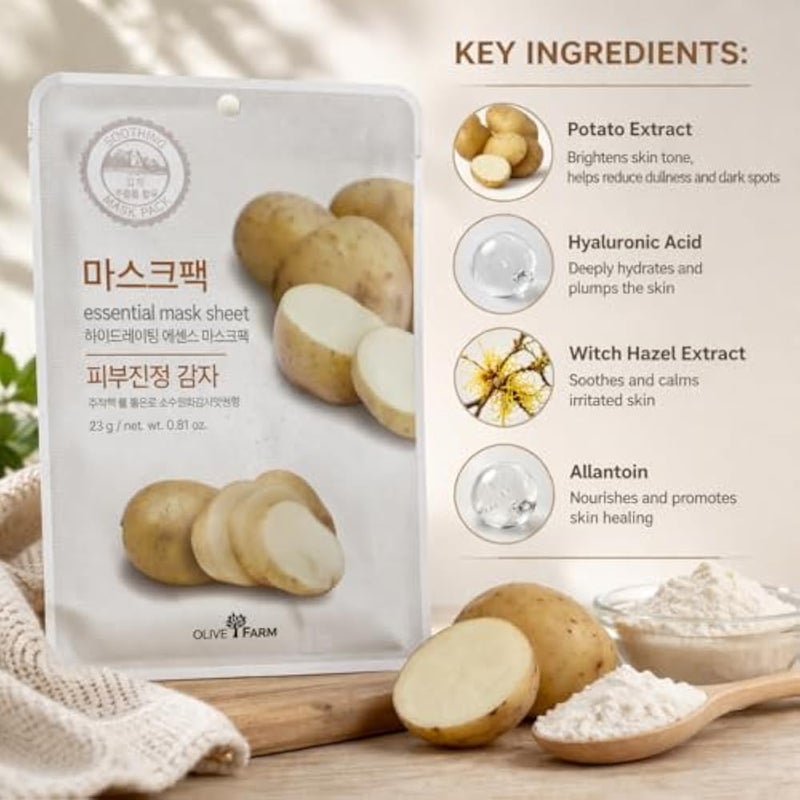 Olive Farm Essential Mask Sheet – Potato for Brightening and Deep Hydration (23 g) - Image 3