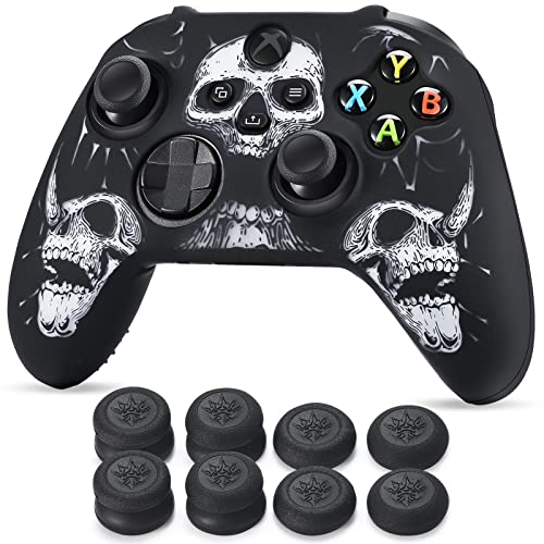 YoRHa Laser Carving Silicone Skin for Xbox Series X/S Controller x 1(Skulls Whitee) with Exclusive Thumb Grips x 8 - Image 2