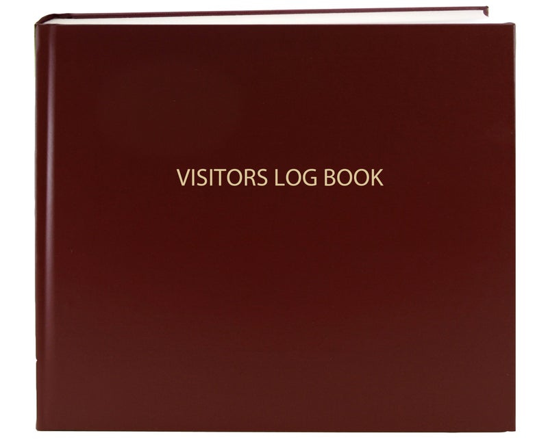 BookFactory Visitor Log Book/Visitor Register/Visitors Sign-in Book - 120 Pages, 8 7/8" x 7" - Burgundy Cover, Section Sewn Hardbound (LOG-120-Visitor-A-LMT34) - Image 1
