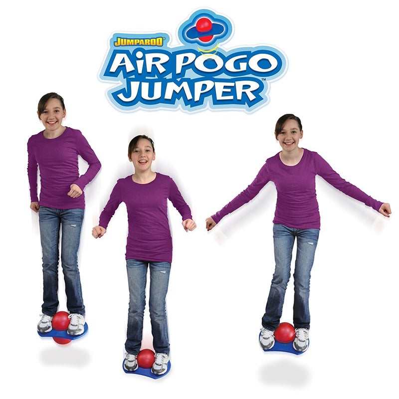 Geospace Original AIR POGO Jumper for Indoor or Outdoor Use, Fun Trick Bounce Board for Boys, Girls, Teens Ages 6+ or up to 160 lbs, Pump Included (Blue/Red) - Image 5