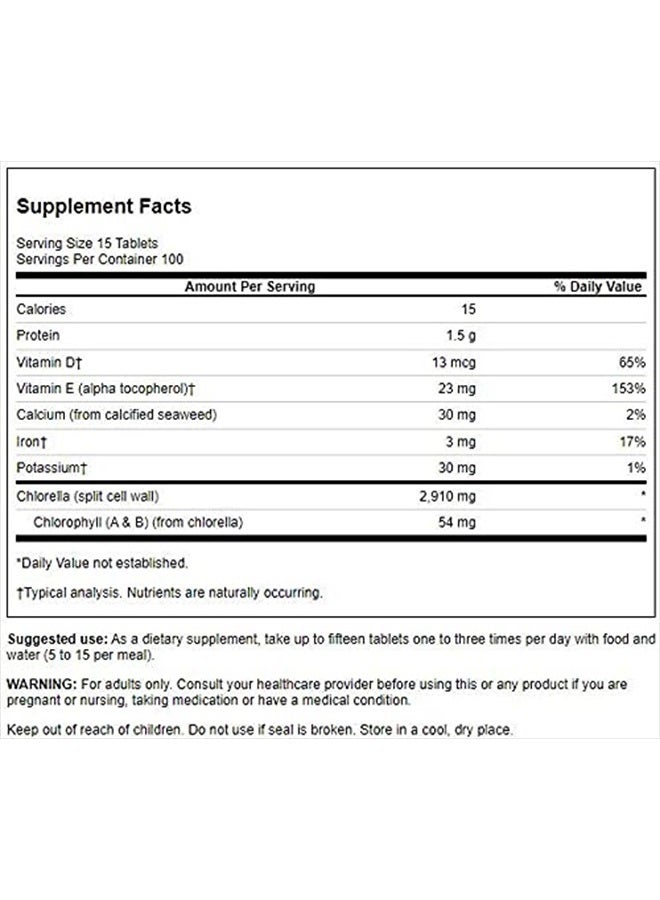 Swanson Kyoto Chlorella 194 mg 1500 Tabs - Image 2