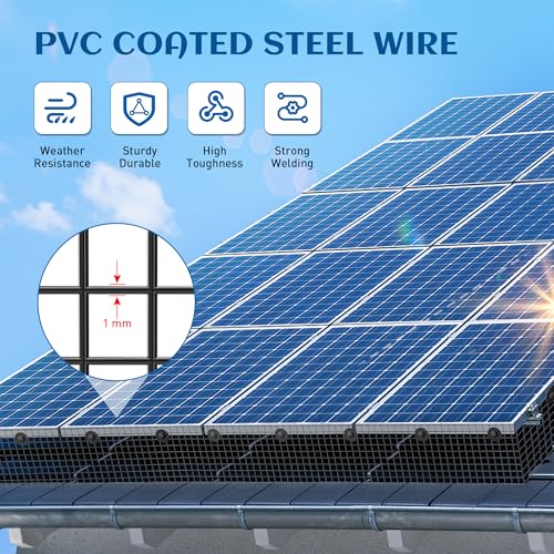ZeroPone 6inch x 50ft Solar Panel Bird Guard, Critter Guard for Solar Panels with 50 Pcs Stainless Steel Fasteners, Removable PVC Coated Pigeon Netting Wire Roll for Squirrel, Bird, Critters Proofing - Image 2
