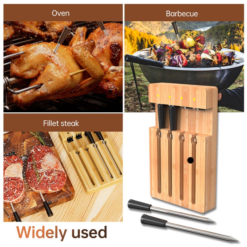 98FT Wireless Meat Thermometer BT Smart APP Control 4 Probes Meat Thermometer for Grilling and Smoking Waterproof Type-C Rechargeable Food Cooking Thermometer for BBQ Oven Grill Smoker - Image 3