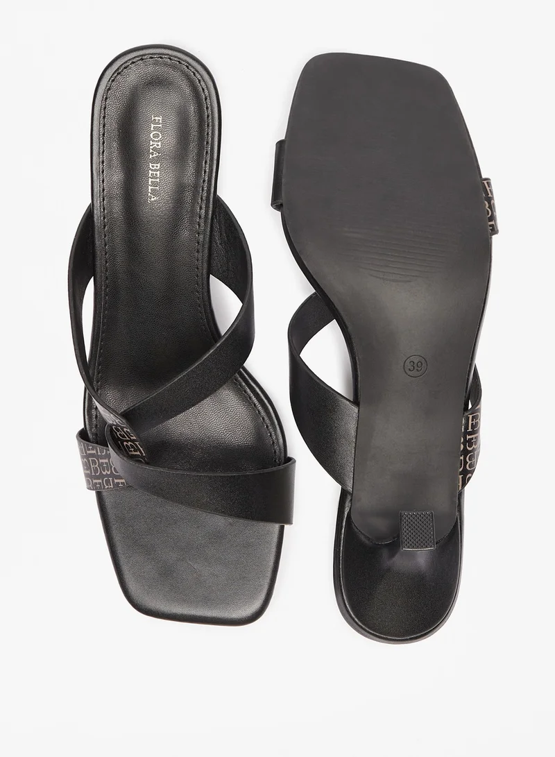 Flora Bella By Shoexpress Womens Printed Slip-On Sandals with Kitten Heel