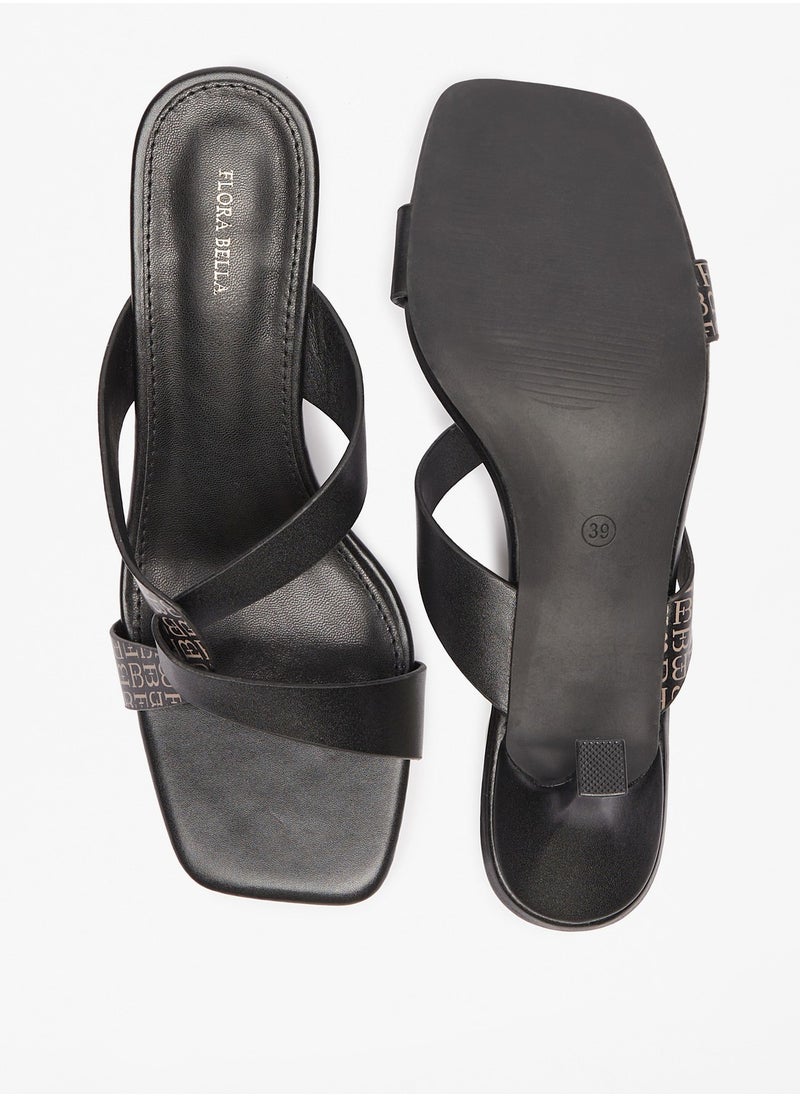 Flora Bella By Shoexpress - Womens Printed Slip-On Sandals with Kitten Heel - Image 1