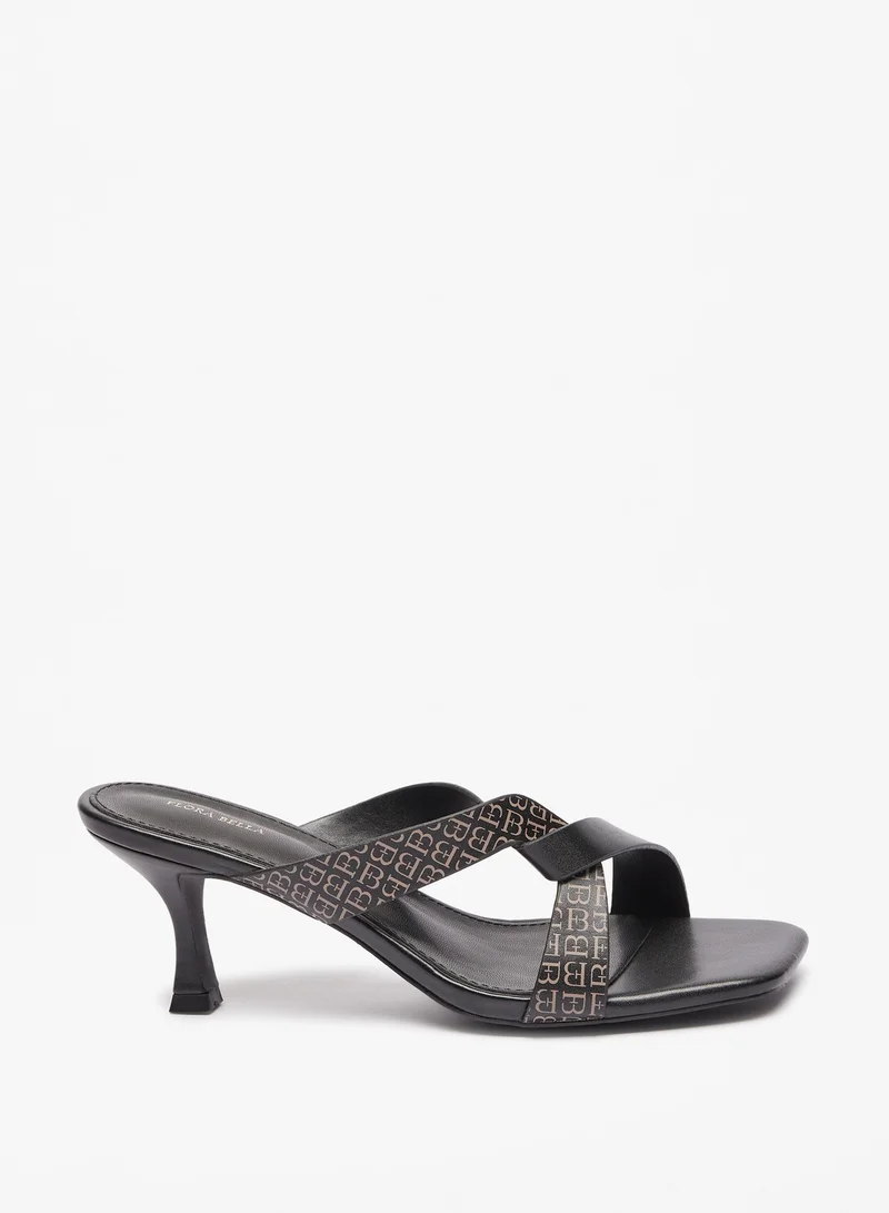 Flora Bella By Shoexpress Womens Printed Slip-On Sandals with Kitten Heel
