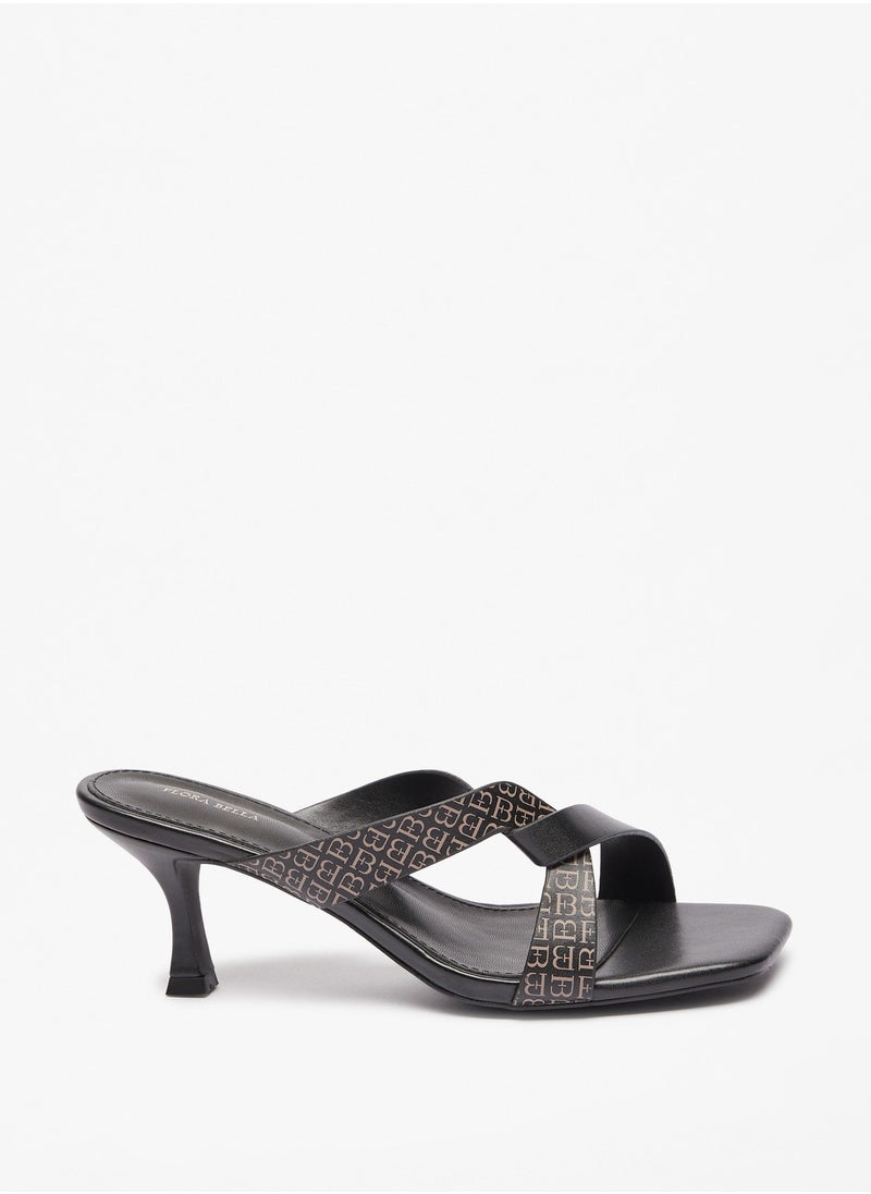 Flora Bella By Shoexpress - Womens Printed Slip-On Sandals with Kitten Heel - Image 1