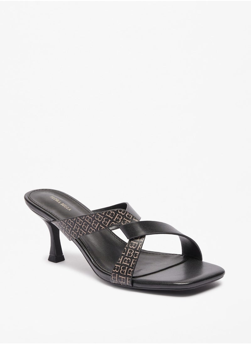 Flora Bella By Shoexpress - Womens Printed Slip-On Sandals with Kitten Heel - Image 1