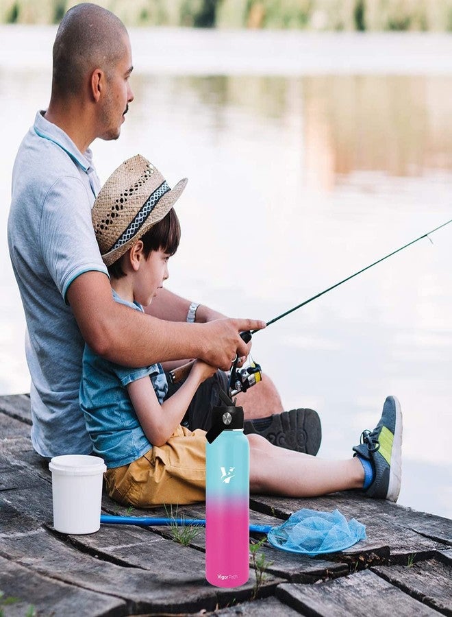 vigor path Vacuum Insulated Water Bottle - Stainless Steel Water Bottle with Straw Lid and Flex Cap (Keeps Cold for 24Hours, Hot for 18Hours) Double Wall, Wide Mouth, BPA Free, Leak Proof (Gradient Pink, 32oz) - Image 4