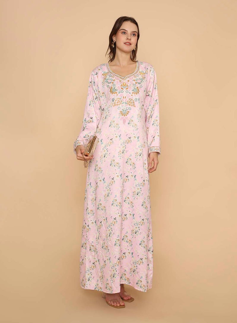 HANA & SARA Simple & Elegant long womens arabic kaftan jalabiya dress - Image 1