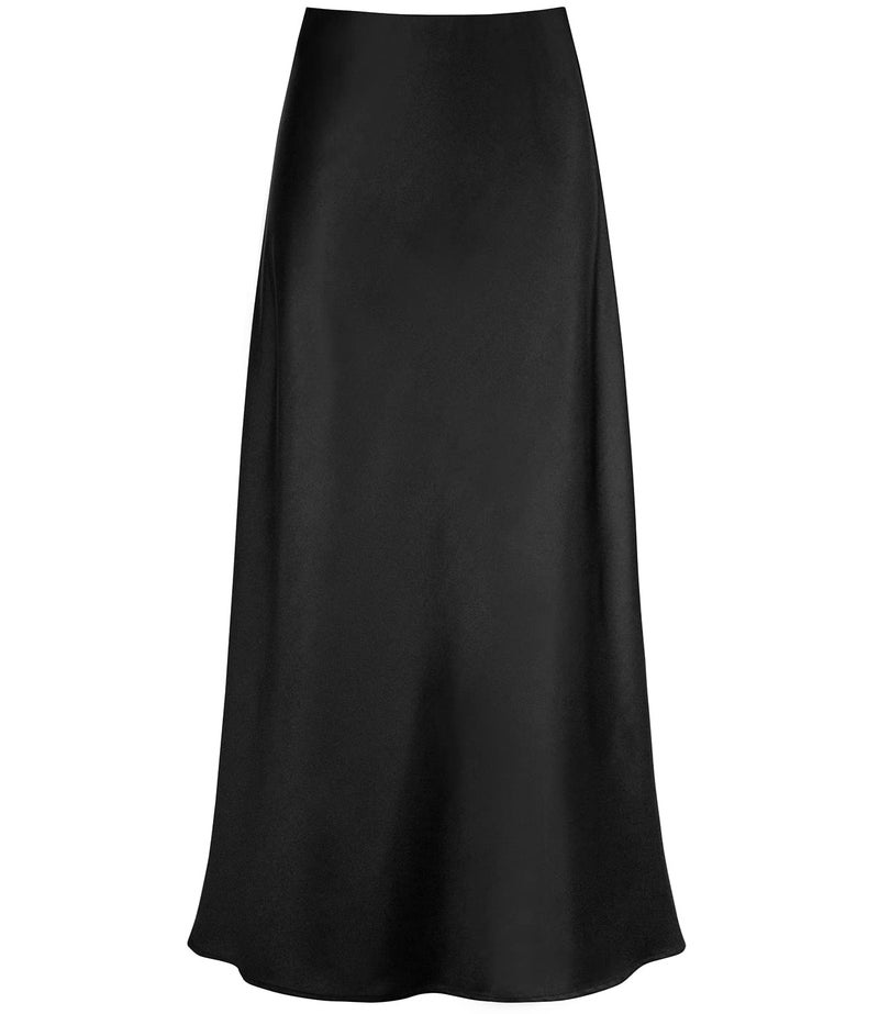 Teddify Women's Satin Maxi Skirt High Waisted Elastic Waistband Silk A-Line Casual Party Leopard Print Long Skirts for Women (Black, Small) - Image 5