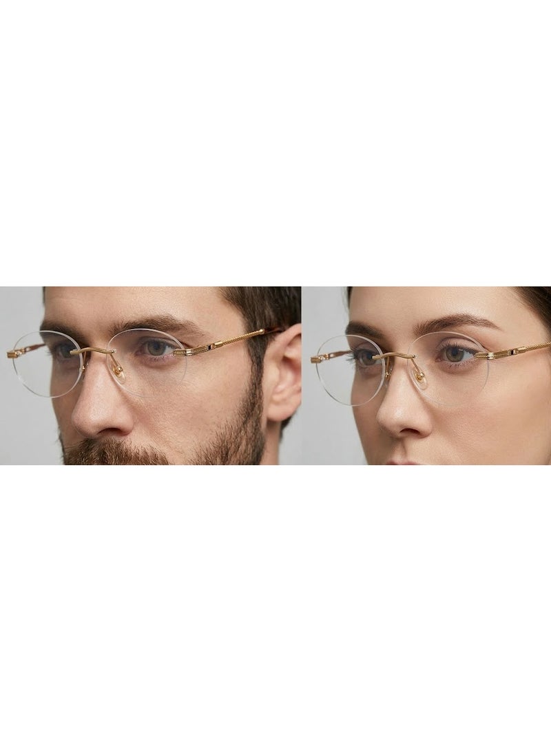 Polite Rimless Oval Eyewear with Gold Metal Temples and Clear Lenses for Unisex - Image 4