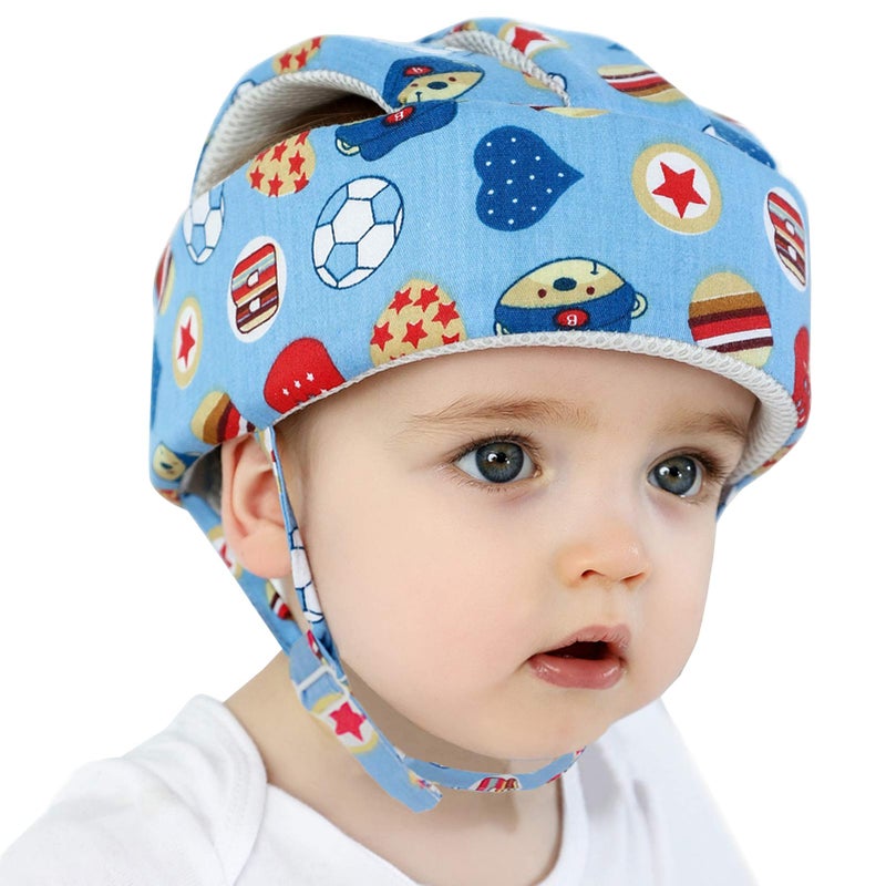 Ocanoiy Ocanoiy Baby Safety Helmet Toddler Children Headguard Infant Head Cushion Protective Harnesses Cap Soft Adjustable Kid Safety Hat Head Protector Football Blue 