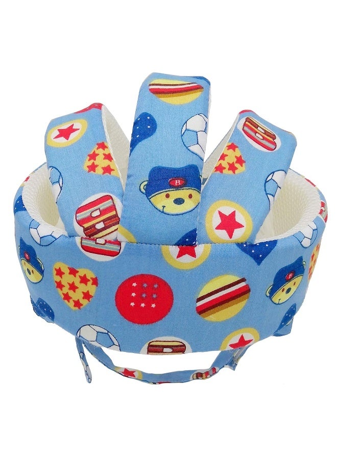 Ocanoiy Baby Safety Helmet Toddler Children Headguard Infant Head Cushion Protective Harnesses Cap Soft Adjustable Kid Safety Hat Head Protector (Football Blue) - Image 4