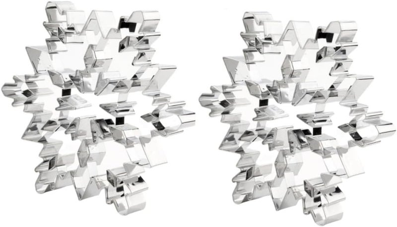 iplusmile 2pcs 3d Stainless Steel Snowflake Cookie Cutters Snowflake Biscuit Mold Christmas DIY Baking Tools for Holiday Cookies 20x17.5x2.5cm - Image 1