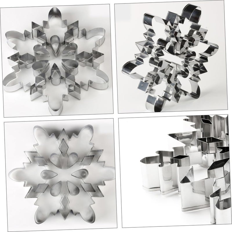 iplusmile 2pcs 3d Stainless Steel Snowflake Cookie Cutters Snowflake Biscuit Mold Christmas DIY Baking Tools for Holiday Cookies 20x17.5x2.5cm - Image 3