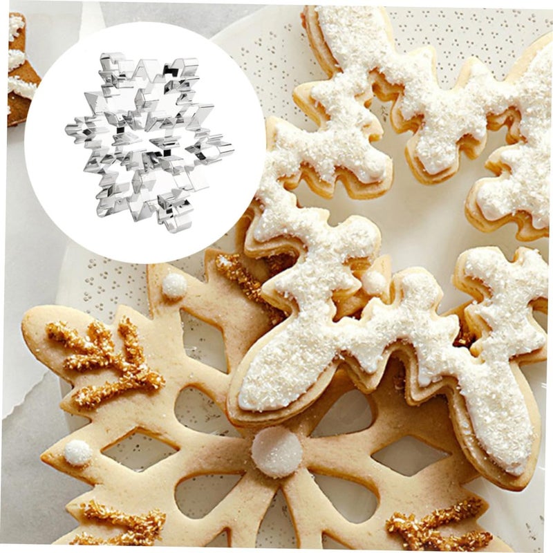 iplusmile 2pcs 3d Stainless Steel Snowflake Cookie Cutters Snowflake Biscuit Mold Christmas DIY Baking Tools for Holiday Cookies 20x17.5x2.5cm - Image 4