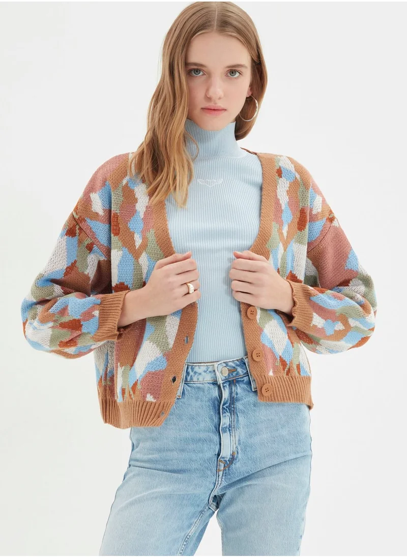 trendyol Jacquard Knitted Cardigan