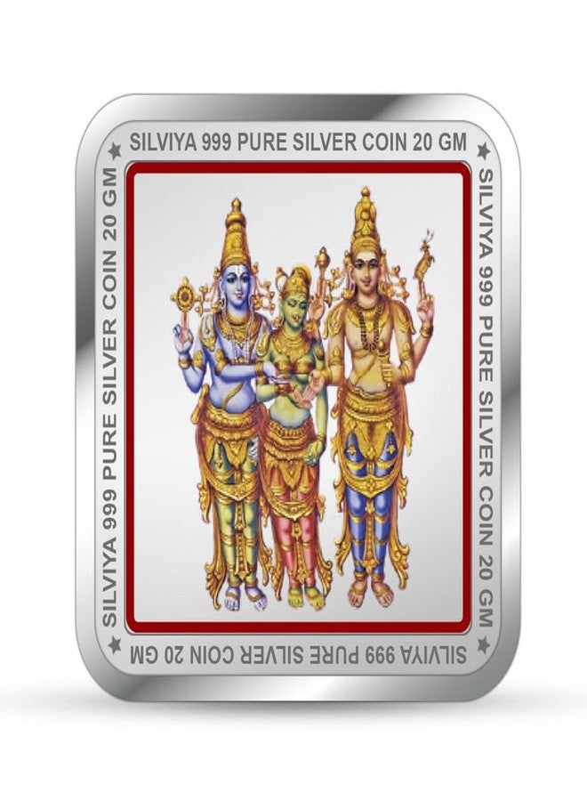 Silviya BIS Hallmarked Square Shape 999 Pure Silver Meenakshi Amman Temple Coin (20 Gram) | Hindu Religious Gift | Divine Blessings | Home Decor | Ideal Keepsake | With Authenticity Certificate - Image 3
