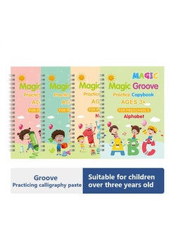 TWEGGON 4Pcs Magic Books Handwriting Workbook Notebooks Calligraphy Reusable Copybook Writing Montessori Exercise Note Pad (4 Books + 1 Pen + 10 Refills)  - Image 4