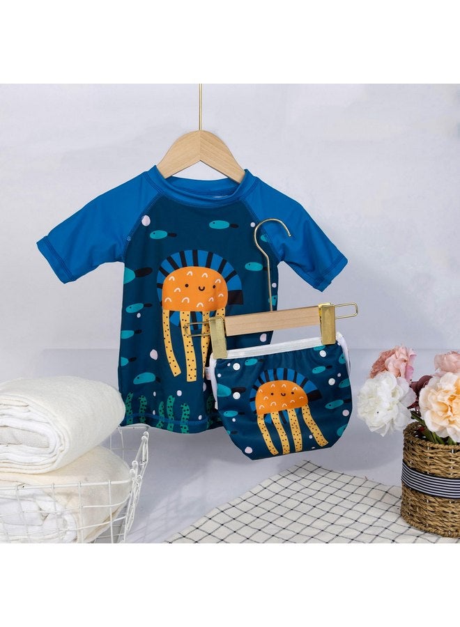 ALVABABY ALVABABY 2-Piece Baby Boy Swimsuit,Infant Toddler Bathing Short Sleeve Swimwear,Baby Reusable Swim Diaper with Matching Top 3T ZSWCJD05 - Image 4