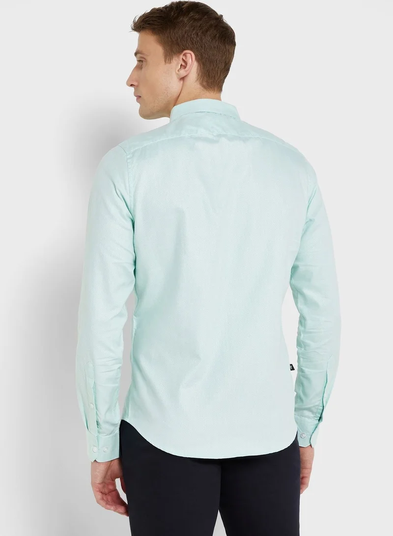 توماس سكوت قميص كلاسيك بنمط كاجوال بقصة ضيقة ومن القطن الخام