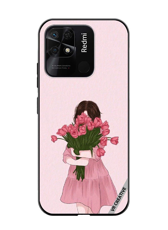 VR CREATIVE Protective Case Cover For Xiaomi Redmi 10C Girl Hugging Bouquet Design Multicolour - Image 1