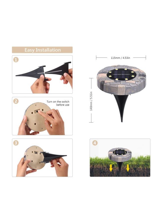 NIBEMINENT 4-Piece Solar Powered Ground Garden LED Light Set Warm White 13.2x12.2x12.2centimeter  - Image 2