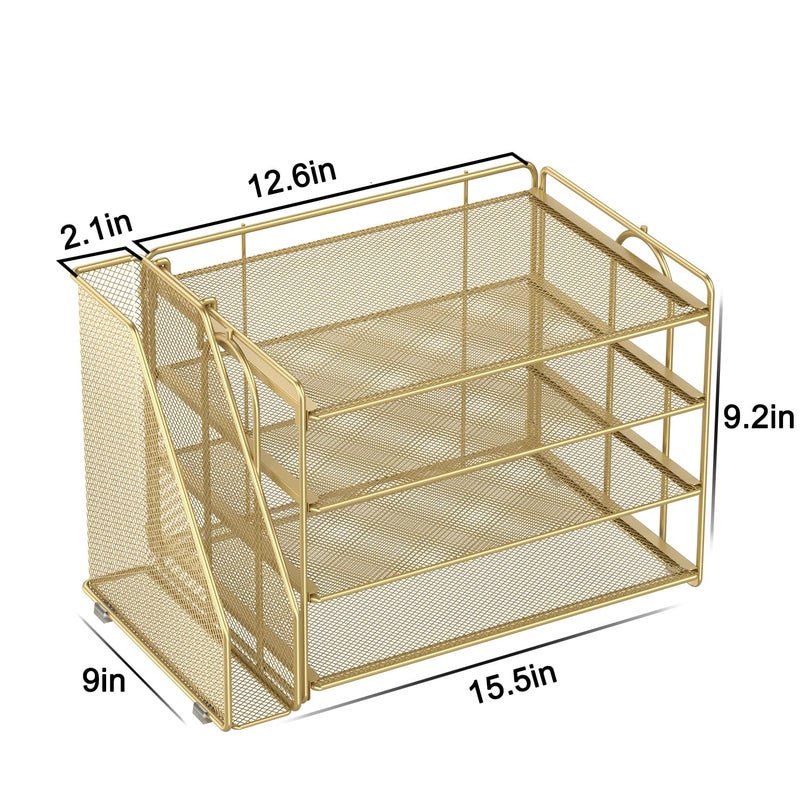 Spacrea Desk Organizers and Accessories, Paper Organizer for Desk with File organizer, Desk Accessories & Workspace Organizers for Office Supplies (Gold) - Image 5