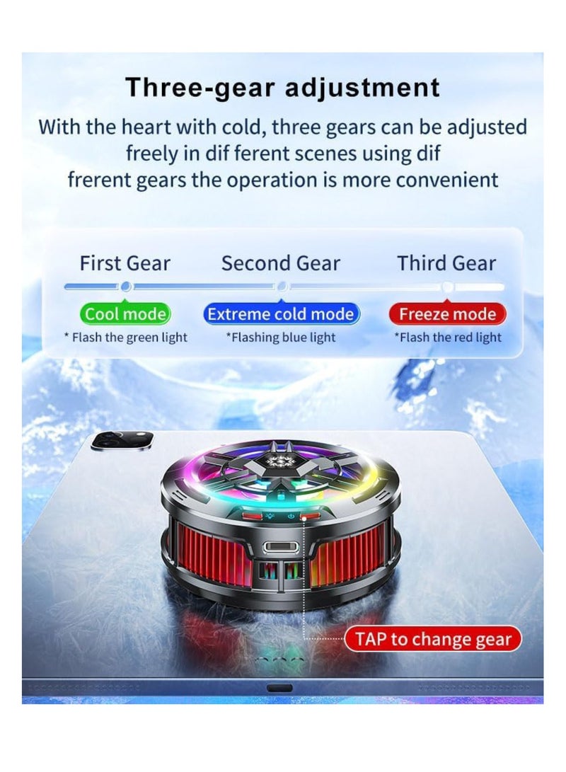 Magnetic Tablet Cooler for iPad Surface Pro Samsung Tab and Steam Deck Cooling Fan with Gaming Lights for Mobile Gaming and Live Streaming Black - Image 2