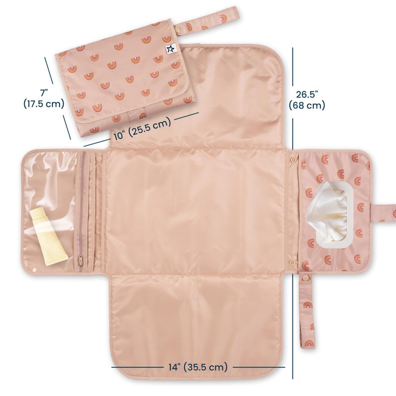 Tiny Twinkle Portable Diaper Changing Pad | Waterproof, Wipeable & Compact Baby Changing Pad for Travel | Smart Wipes Pocket & Organized Storage| Newborn Shower Gift (Boho Rainbow) - Image 2