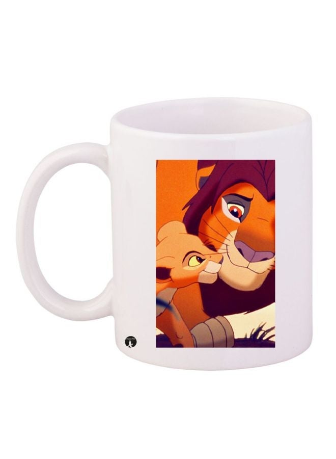 RYN Simba Printed Coffee Mug White/Orange/Red 11ounce